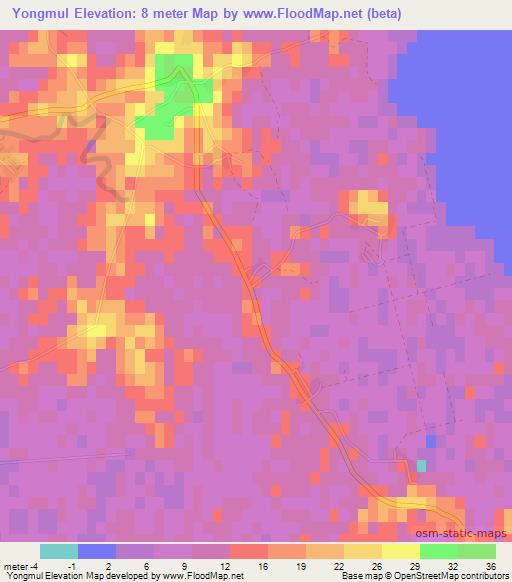 Yongmul,North Korea Elevation Map