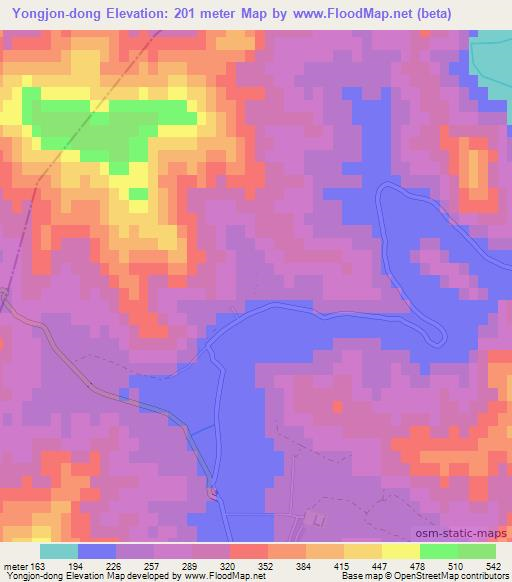 Yongjon-dong,North Korea Elevation Map