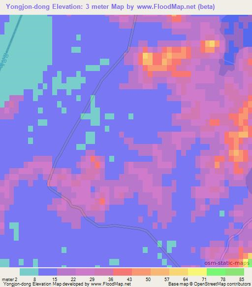 Yongjon-dong,North Korea Elevation Map