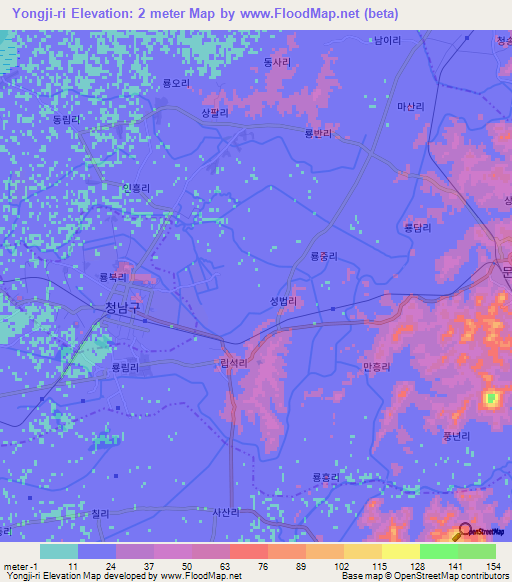 Yongji-ri,North Korea Elevation Map