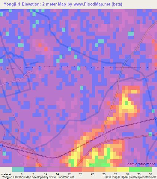 Yongji-ri,North Korea Elevation Map