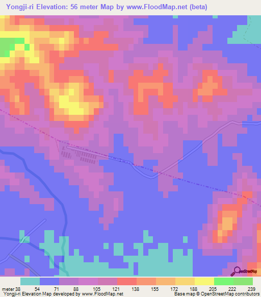 Yongji-ri,North Korea Elevation Map