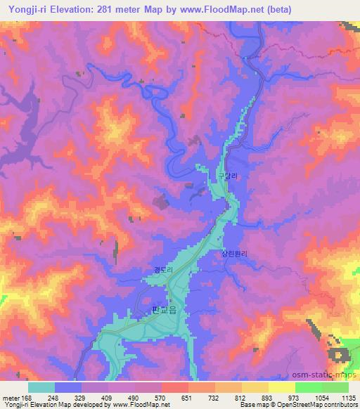 Yongji-ri,North Korea Elevation Map