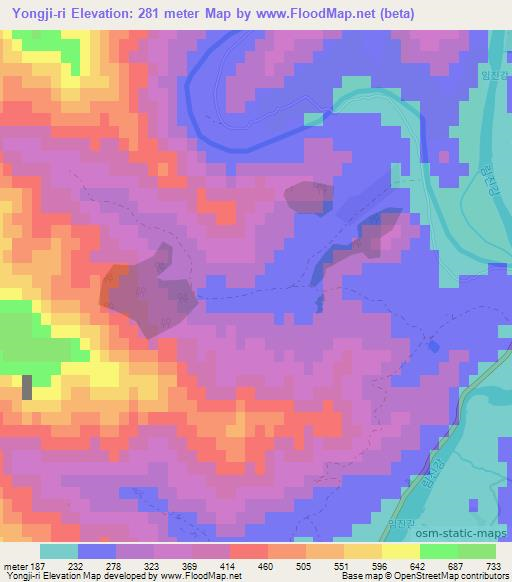 Yongji-ri,North Korea Elevation Map