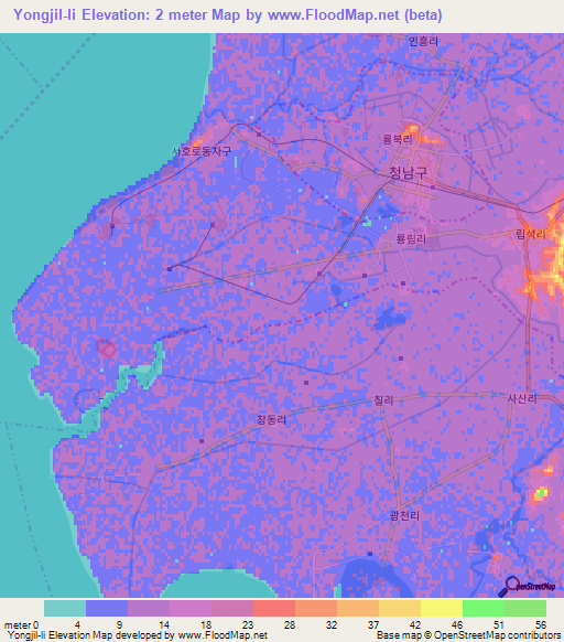 Yongjil-li,North Korea Elevation Map