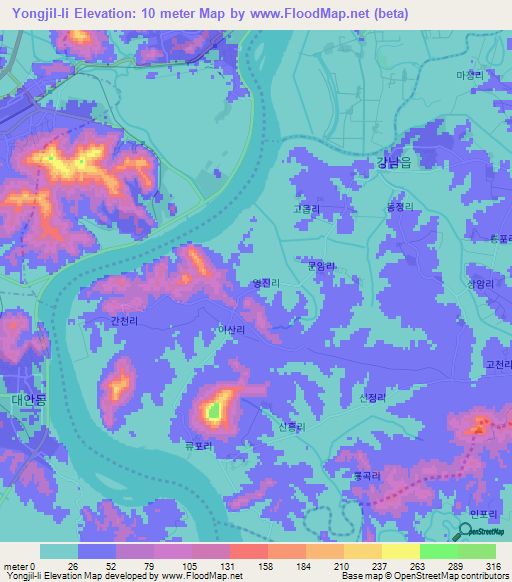 Yongjil-li,North Korea Elevation Map