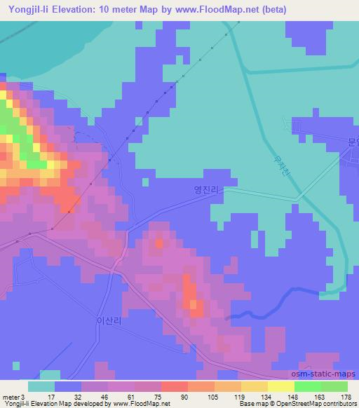 Yongjil-li,North Korea Elevation Map