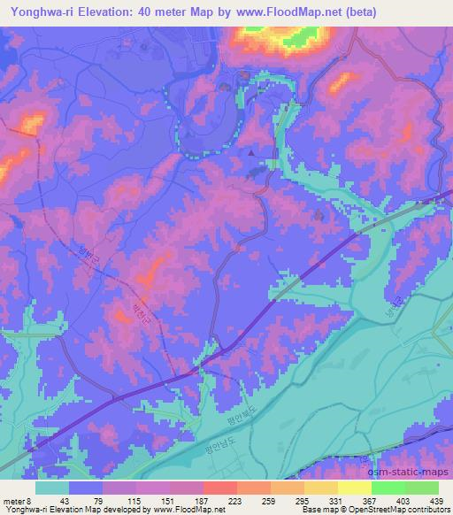 Yonghwa-ri,North Korea Elevation Map