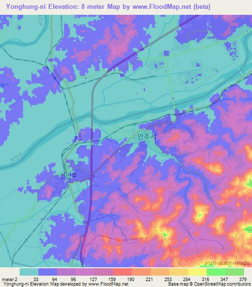 Yonghung-ni,North Korea Elevation Map