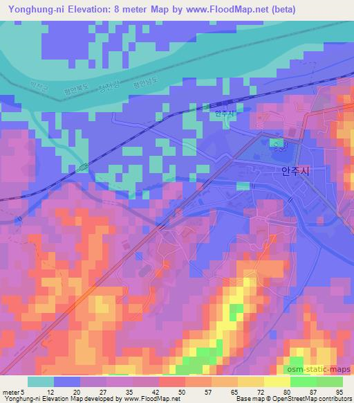 Yonghung-ni,North Korea Elevation Map
