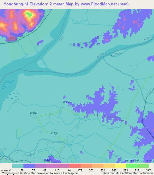 Yonghung-ni,North Korea Elevation Map