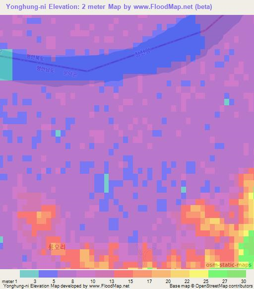 Yonghung-ni,North Korea Elevation Map