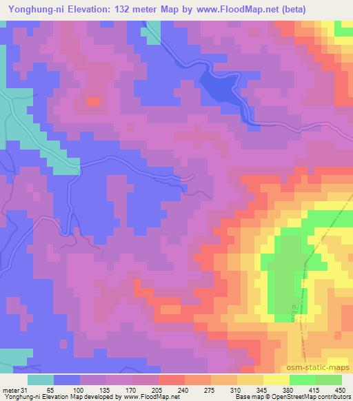 Yonghung-ni,North Korea Elevation Map