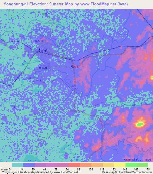 Yonghung-ni,North Korea Elevation Map