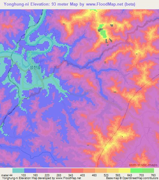 Yonghung-ni,North Korea Elevation Map