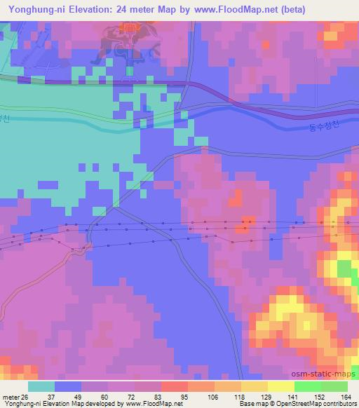 Yonghung-ni,North Korea Elevation Map
