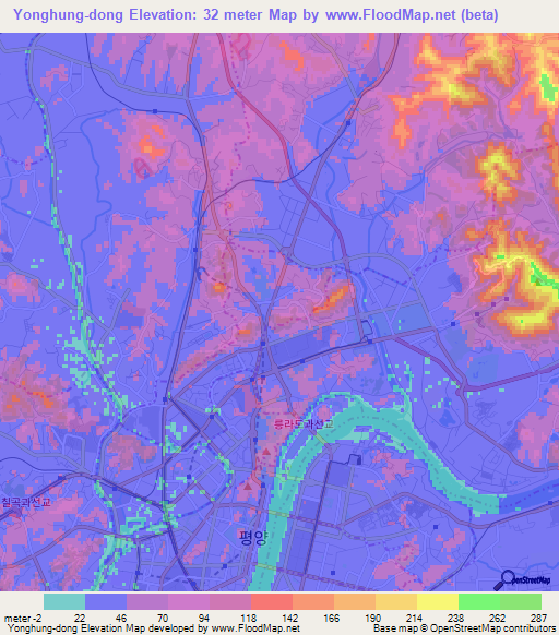 Yonghung-dong,North Korea Elevation Map