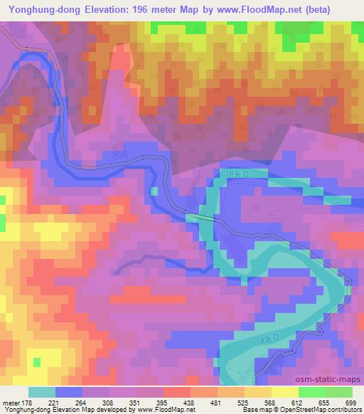 Yonghung-dong,North Korea Elevation Map