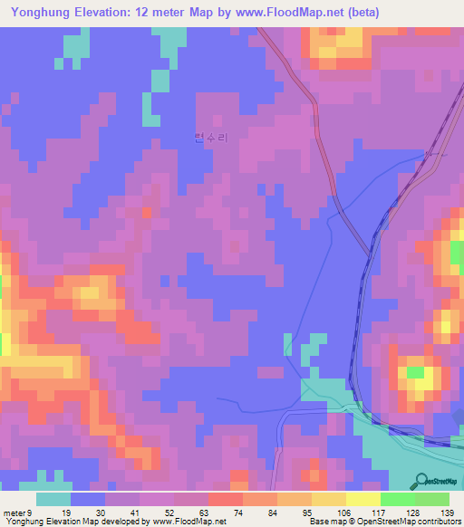 Yonghung,North Korea Elevation Map