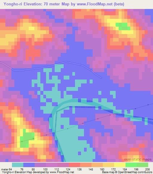 Yongho-ri,North Korea Elevation Map