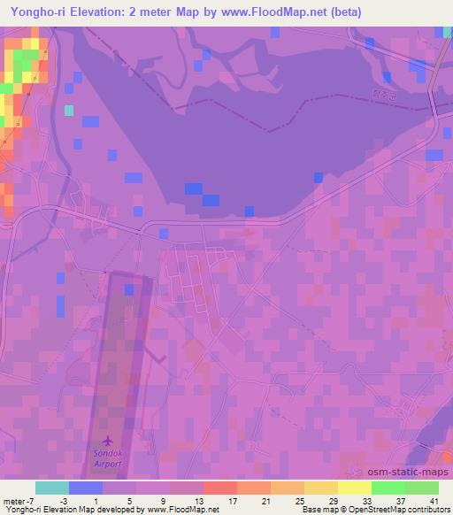 Yongho-ri,North Korea Elevation Map