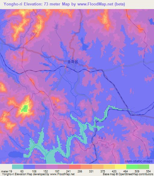 Yongho-ri,North Korea Elevation Map