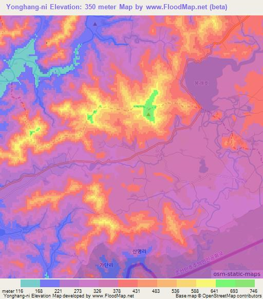 Yonghang-ni,North Korea Elevation Map