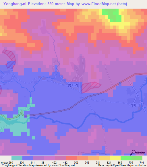 Yonghang-ni,North Korea Elevation Map