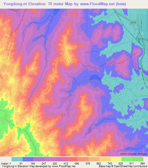 Yongdung-ni,North Korea Elevation Map