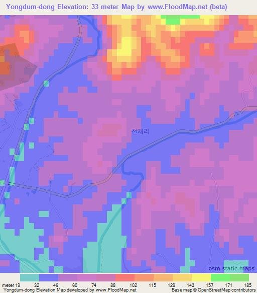 Yongdum-dong,North Korea Elevation Map