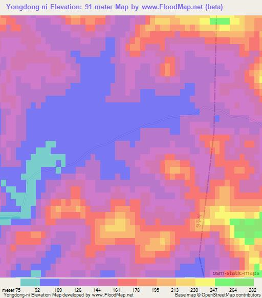 Yongdong-ni,North Korea Elevation Map