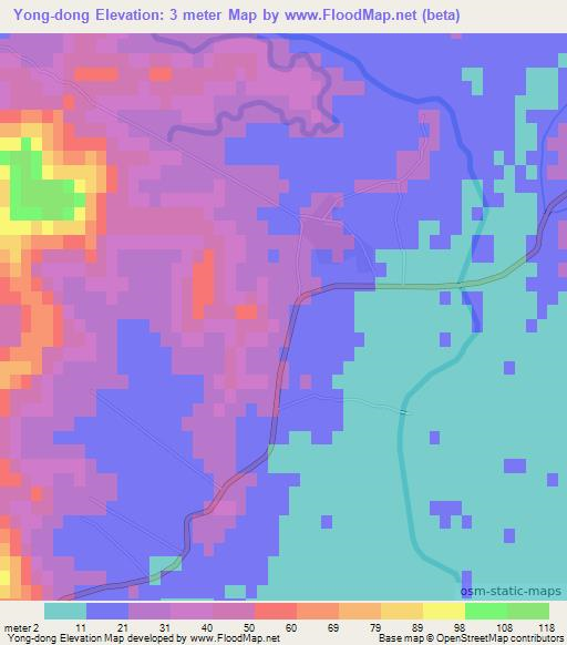 Yong-dong,North Korea Elevation Map