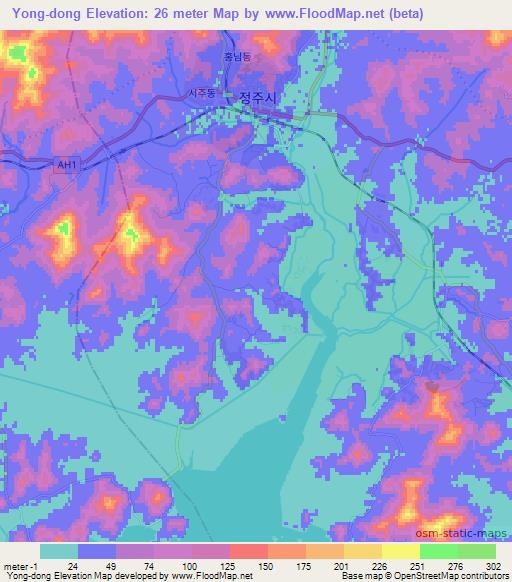 Yong-dong,North Korea Elevation Map