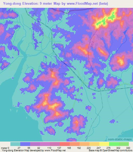 Yong-dong,North Korea Elevation Map