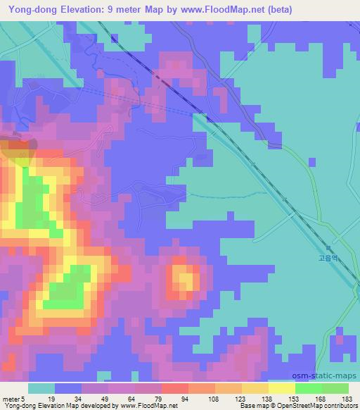 Yong-dong,North Korea Elevation Map