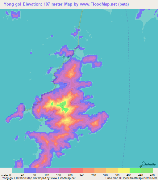 Yong-gol,North Korea Elevation Map