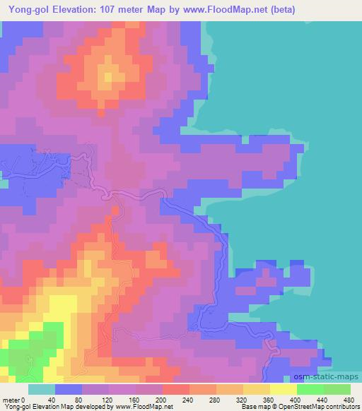 Yong-gol,North Korea Elevation Map
