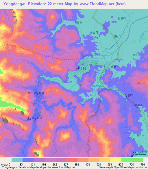 Yongdang-ni,North Korea Elevation Map
