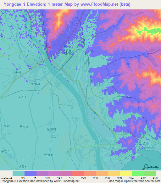 Yongdae-ri,North Korea Elevation Map