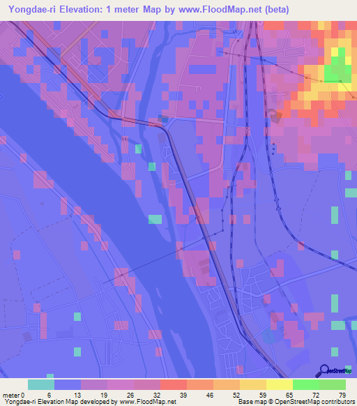 Yongdae-ri,North Korea Elevation Map