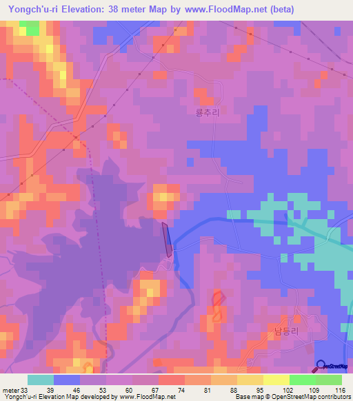 Yongch'u-ri,North Korea Elevation Map