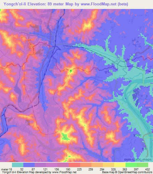 Yongch'ol-li,North Korea Elevation Map