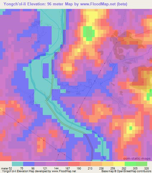 Yongch'ol-li,North Korea Elevation Map
