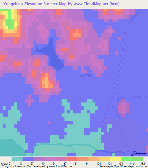 Yongch'on,North Korea Elevation Map