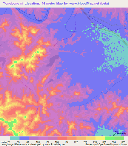 Yongbong-ni,North Korea Elevation Map