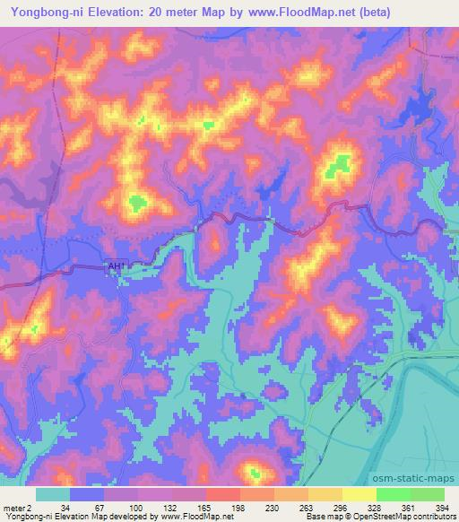 Yongbong-ni,North Korea Elevation Map