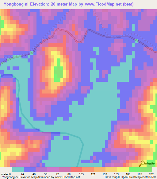 Yongbong-ni,North Korea Elevation Map