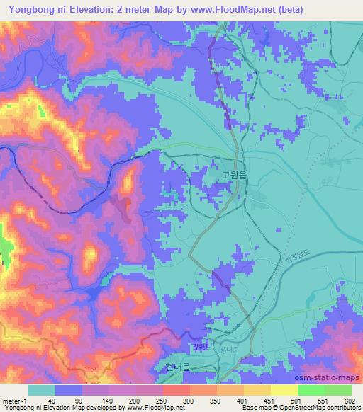 Yongbong-ni,North Korea Elevation Map