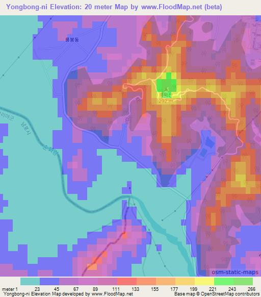 Yongbong-ni,North Korea Elevation Map
