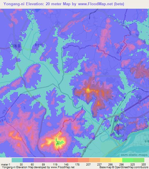 Yongang-ni,North Korea Elevation Map